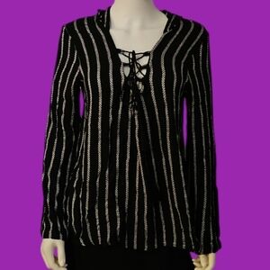 Billabong Black lightweight striped lace-up Hippie Mountain Girl hoodie